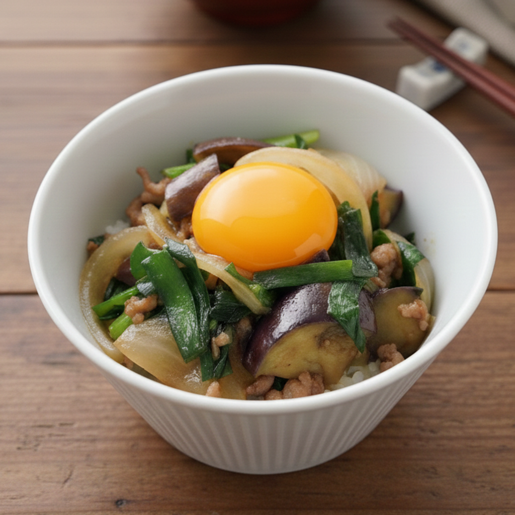 にらとなすのスタミナ丼