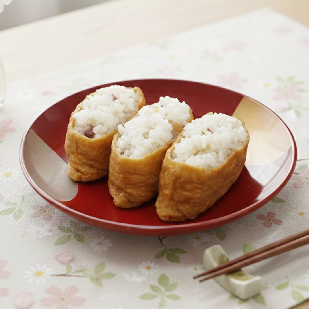 みょうがの茎と梅のいなり寿司
